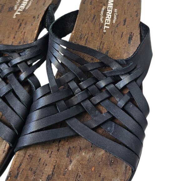 Merrell Womens District Mahana Leather Slip On Strappy Sandals, Black Size 8 - Picture 3 of 8